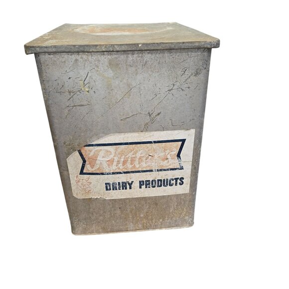 Vintage Metal RUTTER'S Dairy Porch Milk Box with white Milk Jug - Picture 3 of 13